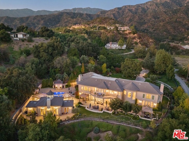 aerial view with a mountain view