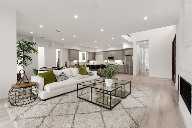 living room featuring light hardwood / wood-style floors