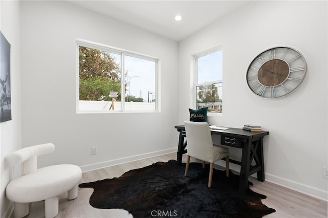 office space featuring light hardwood / wood-style flooring