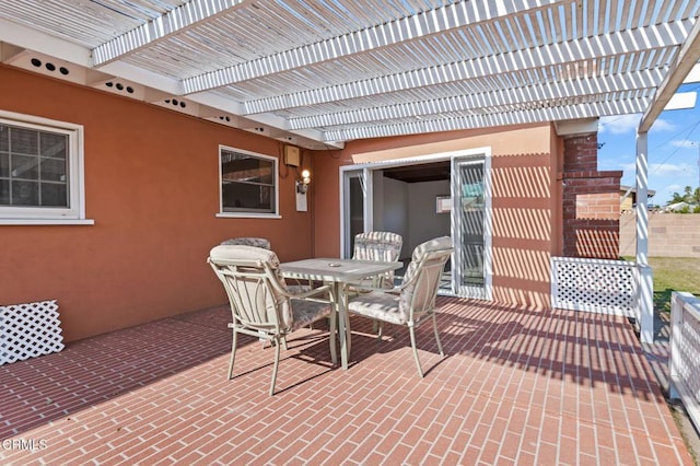 view of patio / terrace featuring a pergola