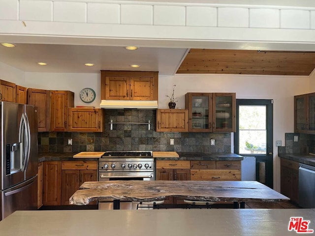 kitchen featuring stainless steel appliances and backsplash