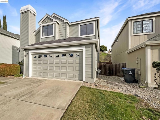 exterior space with a garage and a front yard