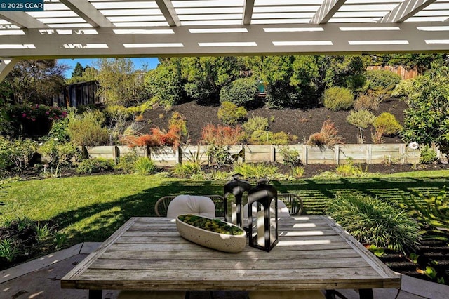 exterior space featuring a pergola