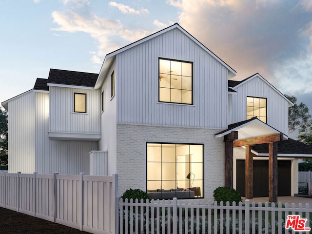 view of modern inspired farmhouse