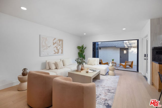 living room featuring light hardwood / wood-style flooring