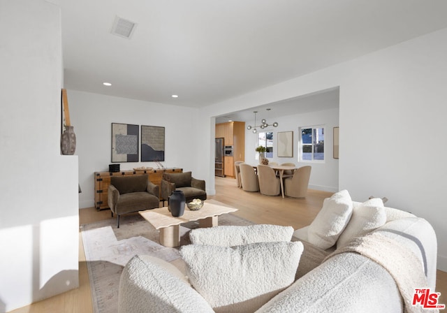 living room featuring light hardwood / wood-style flooring