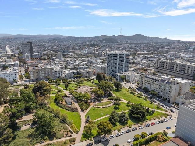 aerial view with a mountain view