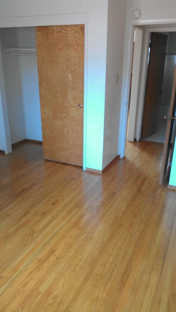 unfurnished bedroom featuring light hardwood / wood-style flooring and a closet