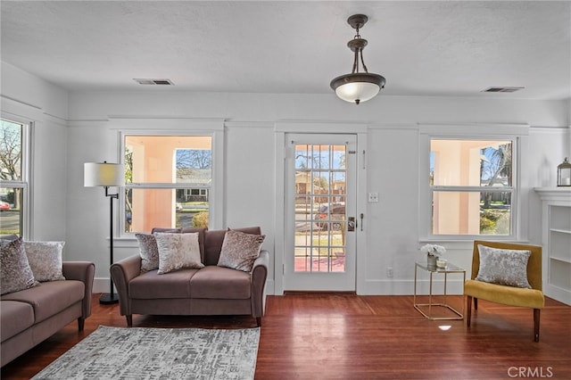 interior space with dark hardwood / wood-style flooring