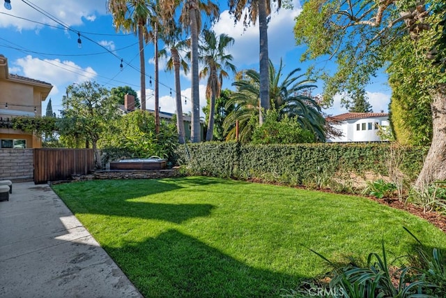 view of yard featuring a jacuzzi