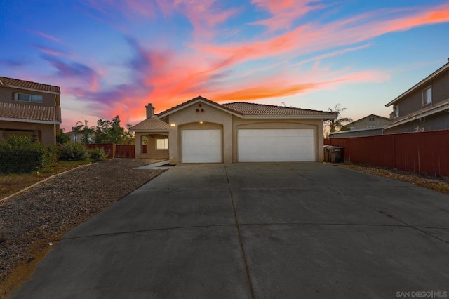 view of front of home featuring a garage