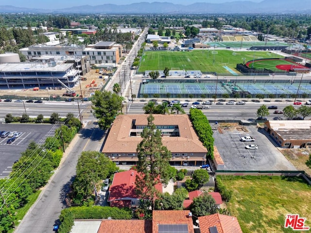 aerial view with a mountain view