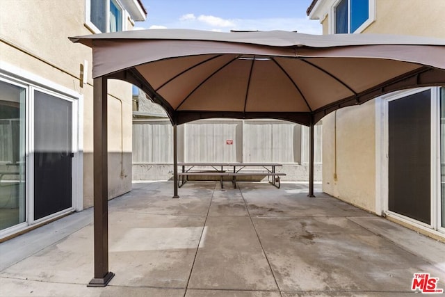 view of patio / terrace featuring a gazebo