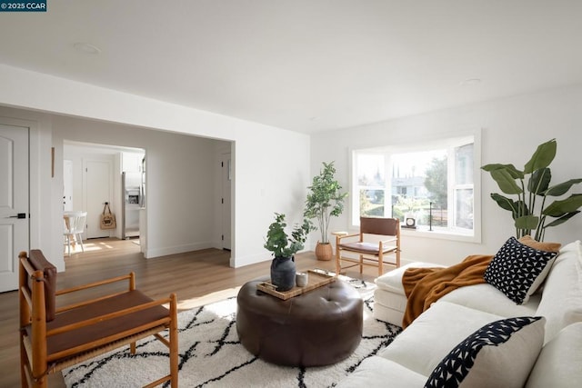 living room with light wood-type flooring