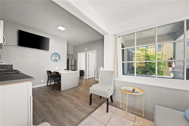 interior space with light tile patterned floors