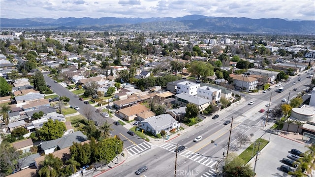 bird's eye view with a mountain view