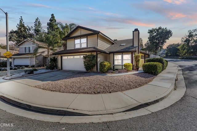 view of front property with a garage