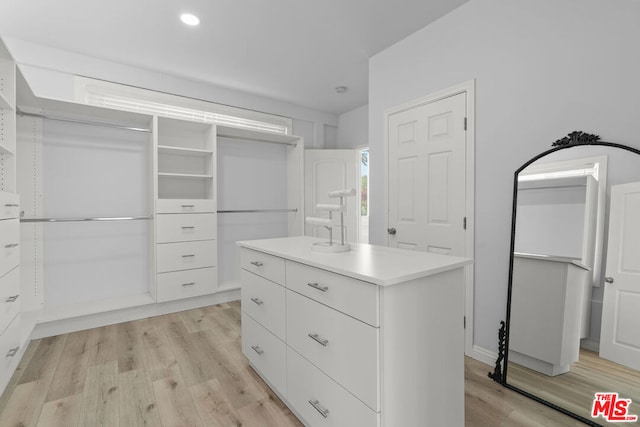 spacious closet featuring light hardwood / wood-style floors