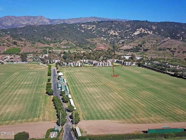 drone / aerial view with a rural view and a mountain view