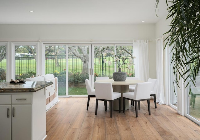 dining room with light hardwood / wood-style floors