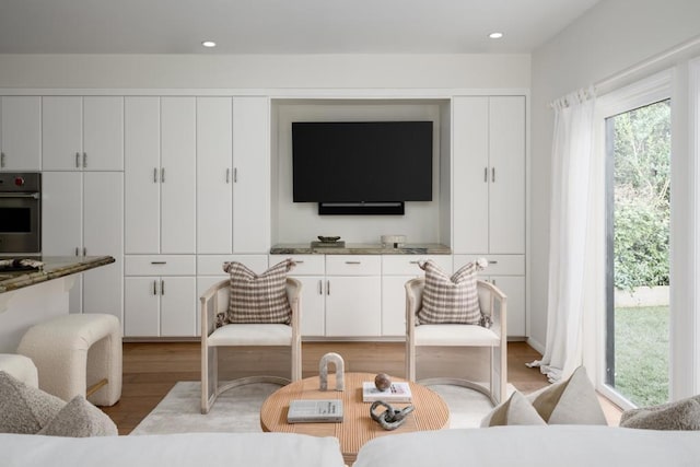 living room with light wood-type flooring