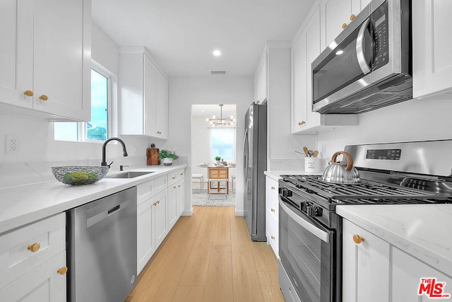 kitchen with sink, white cabinets, and appliances with stainless steel finishes