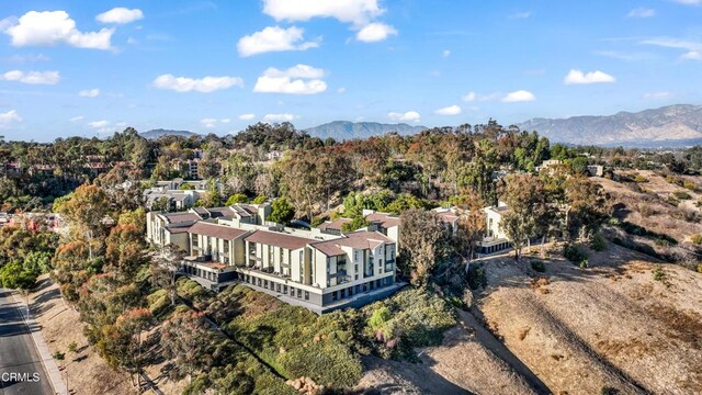 bird's eye view with a mountain view