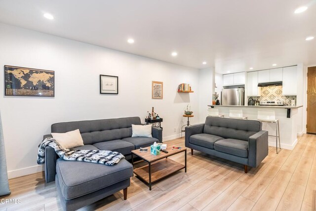 living room with light wood-type flooring