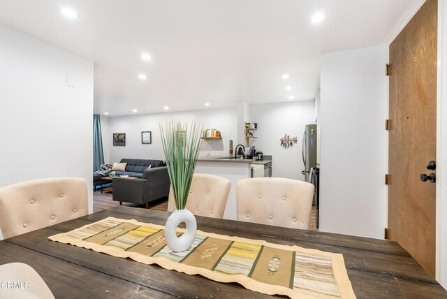 dining space with sink