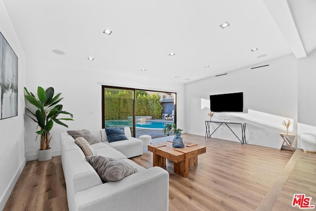 living room featuring light hardwood / wood-style flooring