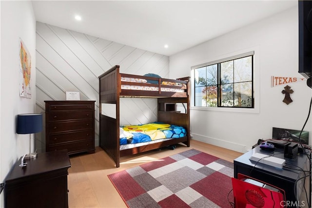 bedroom featuring light wood-type flooring