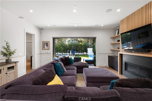 living room with light wood-type flooring