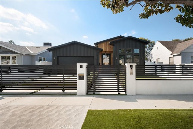 contemporary house featuring a garage