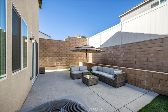 view of patio with an outdoor hangout area