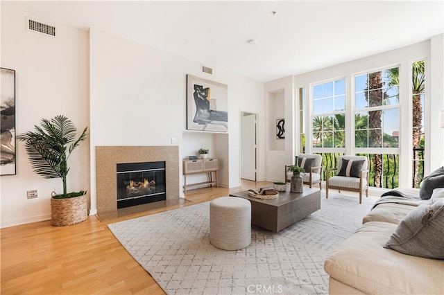 living room with hardwood / wood-style floors