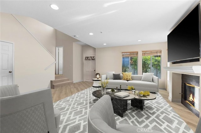 living room featuring light hardwood / wood-style floors