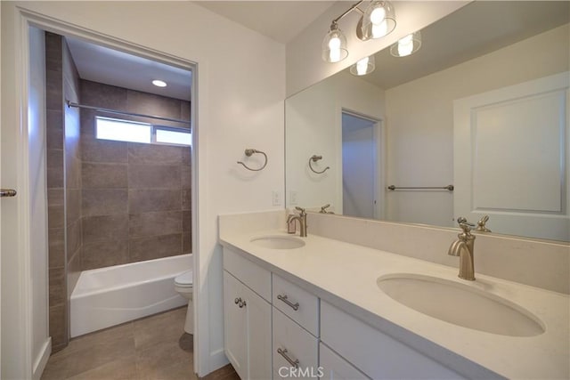 2510 Terrace Sands Ln, Oceano, CA 93445 - bathroom with toilet, double vanity, a sink, and tile patterned floors
