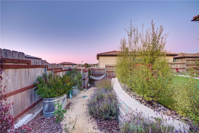 view of yard at dusk