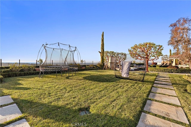 view of yard featuring a trampoline