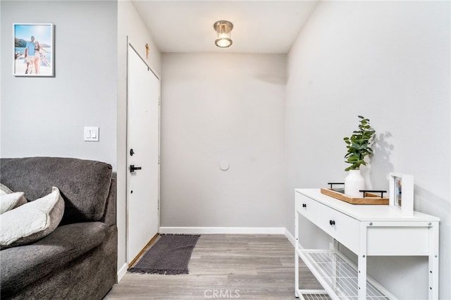 doorway featuring light hardwood / wood-style floors