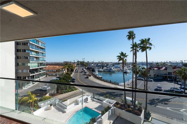 balcony with a water view