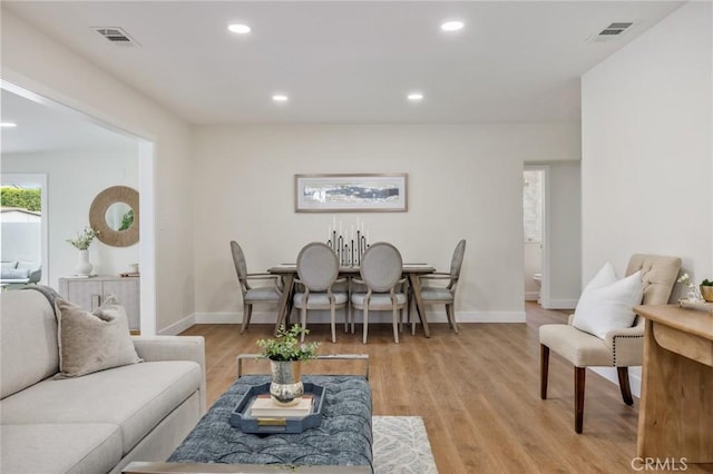 living room featuring light hardwood / wood-style floors