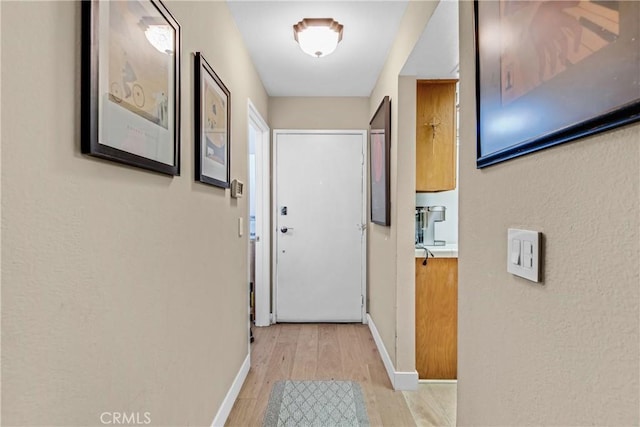 doorway to outside featuring light hardwood / wood-style flooring