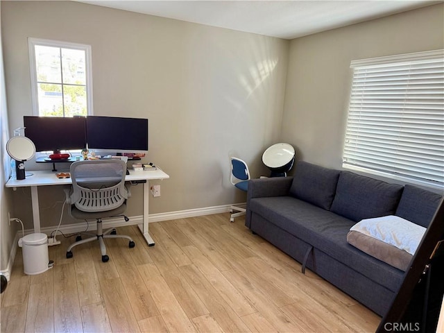 office area featuring light wood-type flooring