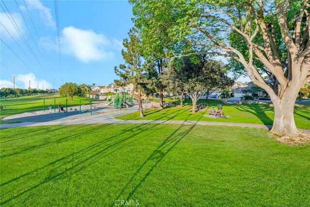 view of property's community featuring a playground and a yard