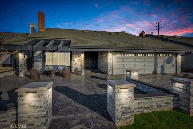 exterior space featuring a garage