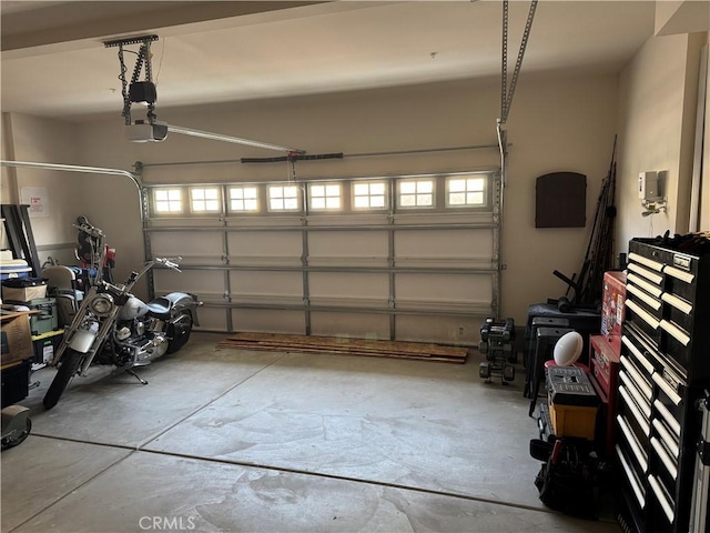 garage with a garage door opener