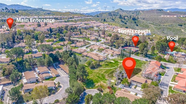 aerial view featuring a mountain view