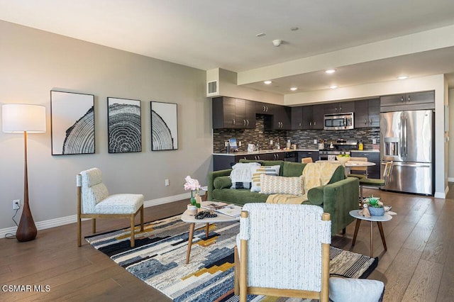 living room with hardwood / wood-style flooring