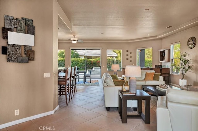 view of tiled living room